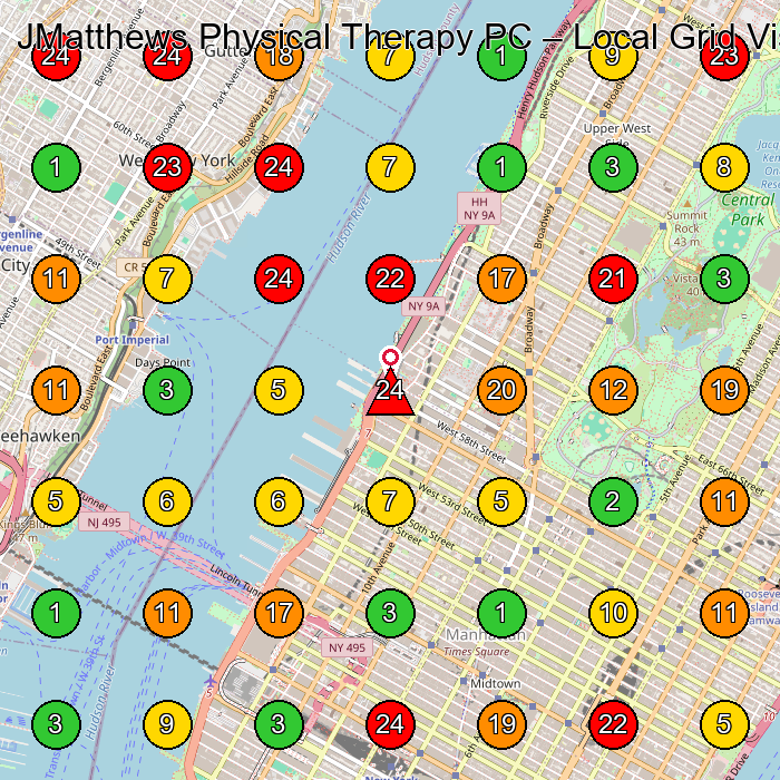 JMatthews Physical Therapy PC Physical Therapist GeoGrid ranking map for New York NY